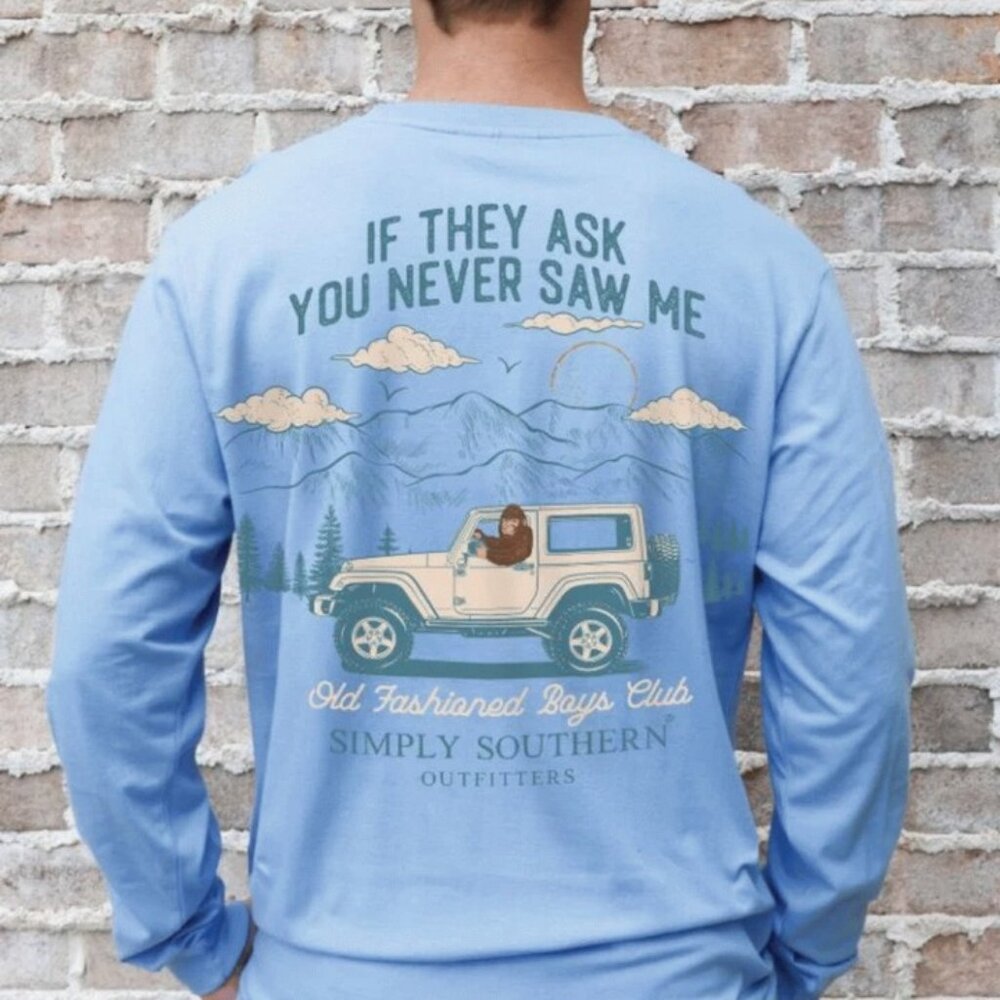 Sasquatch Old Fashioned Boys Club Simply Southern Long Sleeve Shirt Size M